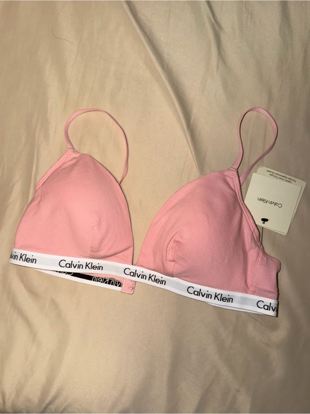 🌸🩰🤍 NWT Carousel Rib Lightly Lined Triangle Bra – Powder Pink (Size M) - Picture 3 of 6